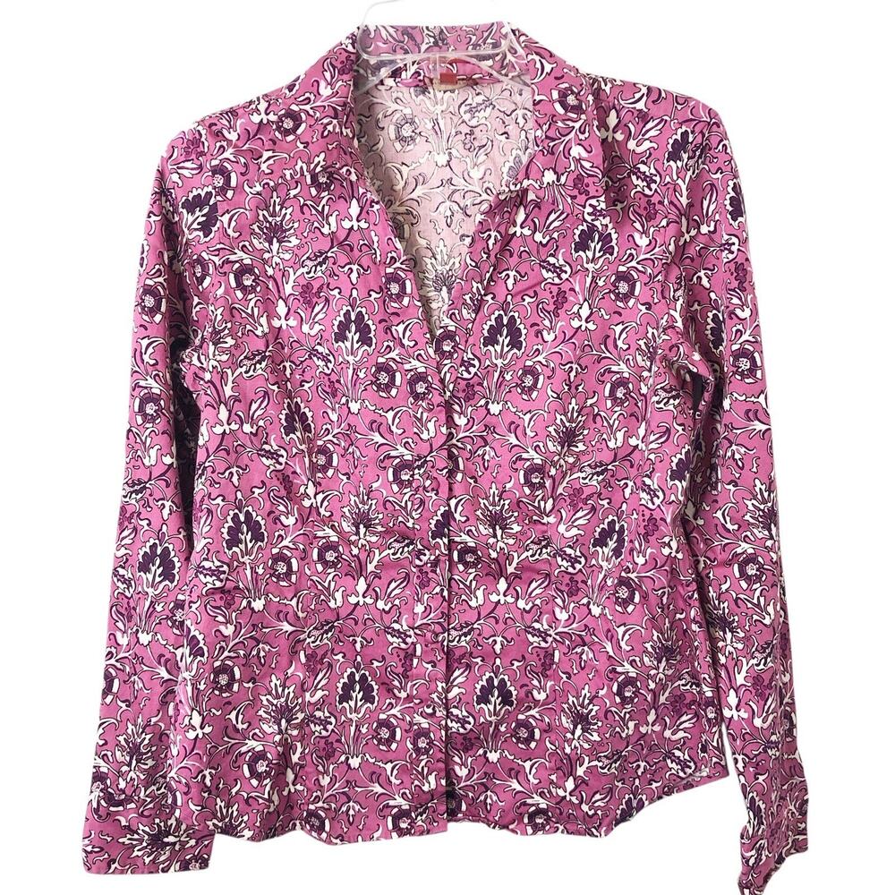 Talbots Petites Haberdashery Stretch Cotton Sateen Button-Front Blouse 10P